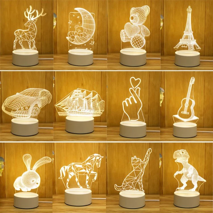 Creative Bedroom Cartoon Kids USB Bedside Lamp Table Lamp Holiday Gift Small LED 3D Night Lighting