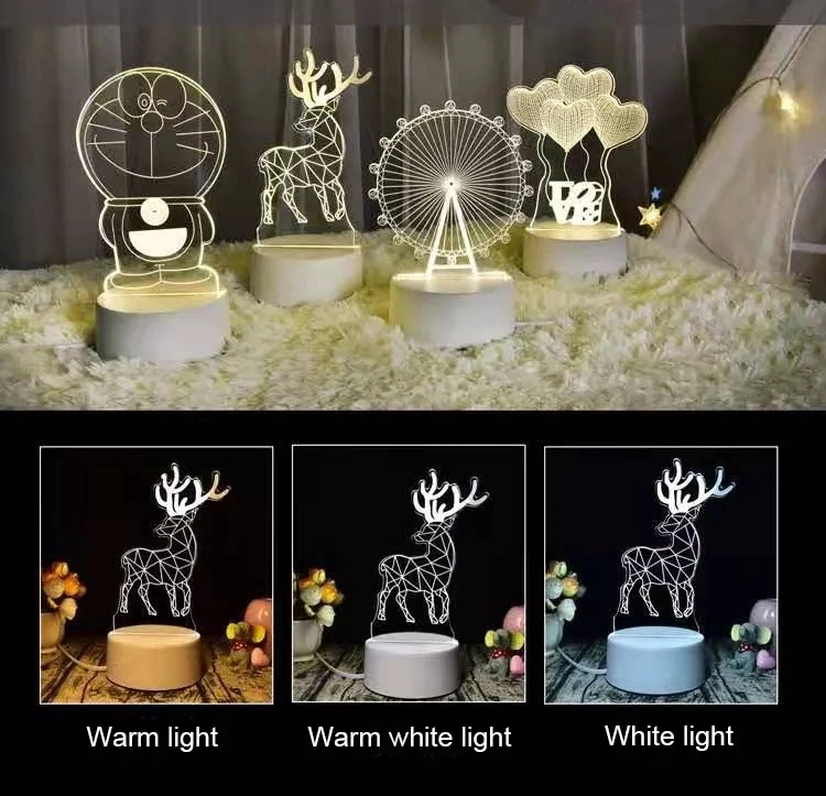 Creative Bedroom Cartoon Kids USB Bedside Lamp Table Lamp Holiday Gift Small LED 3D Night Lighting