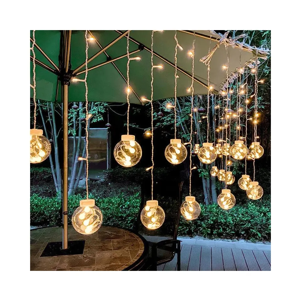 LED Solar Wishing Ball Curtain Lamp Outdoor Waterproof String Lights