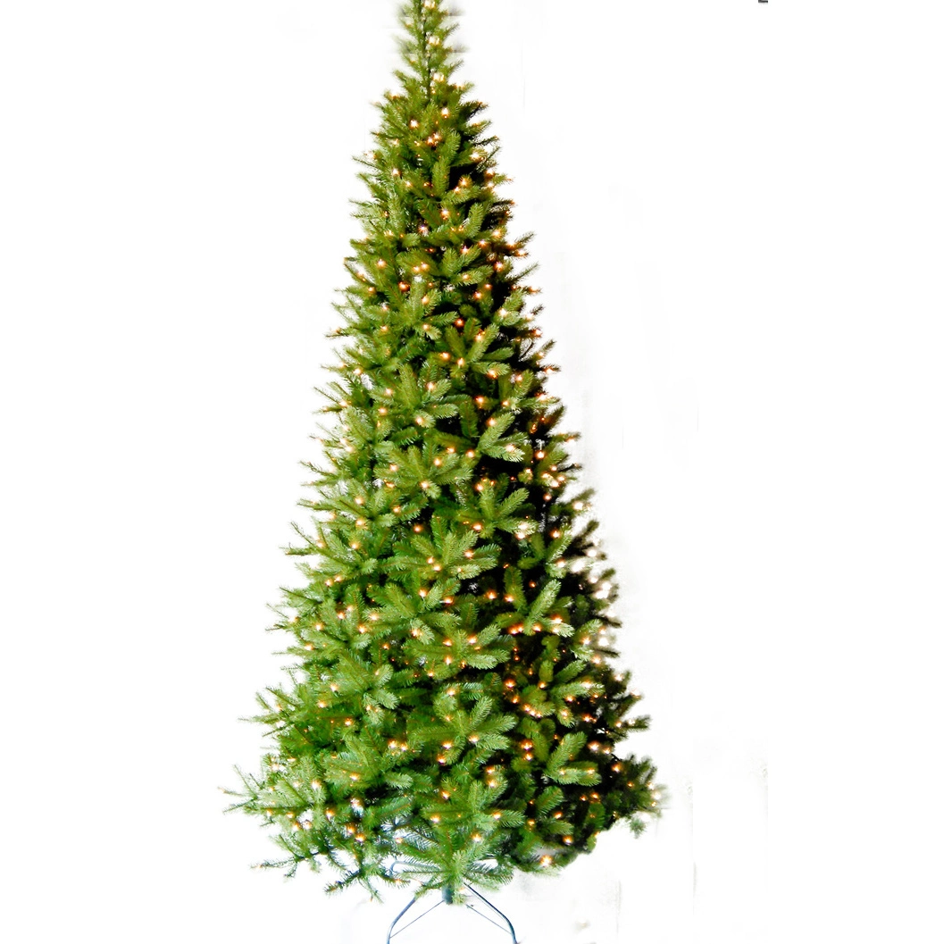 New Arrival Green Classic 7.5 FT Pre-Lit LED Christmas Tree Decorated with Pinecones and Clear Lights Artificial Xmas Tree Mixed PVC &Pine Needle