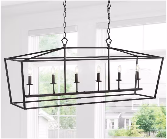 8 Lumières Matt Black Lustre Bougie Style Rectangle Lampe En Métal Suspension Éclairage Intérieur Maison et Villa Éclairage Suspendu Décoratif