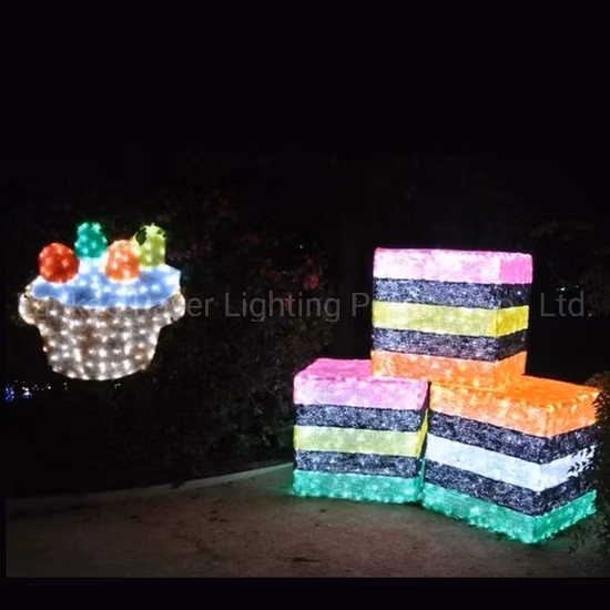 Décoration de vacances de parc de LED allumant l'ornement de dessert de Noël de Polyresin
