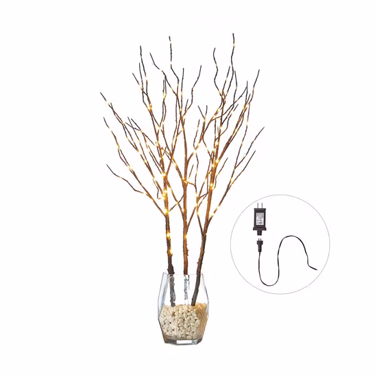 Branches de saule marron avec décor de guirlandes lumineuses 32po 150LED